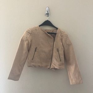 NWT Girls 12 Me Jane Faux Suede Tan Moto Jacket